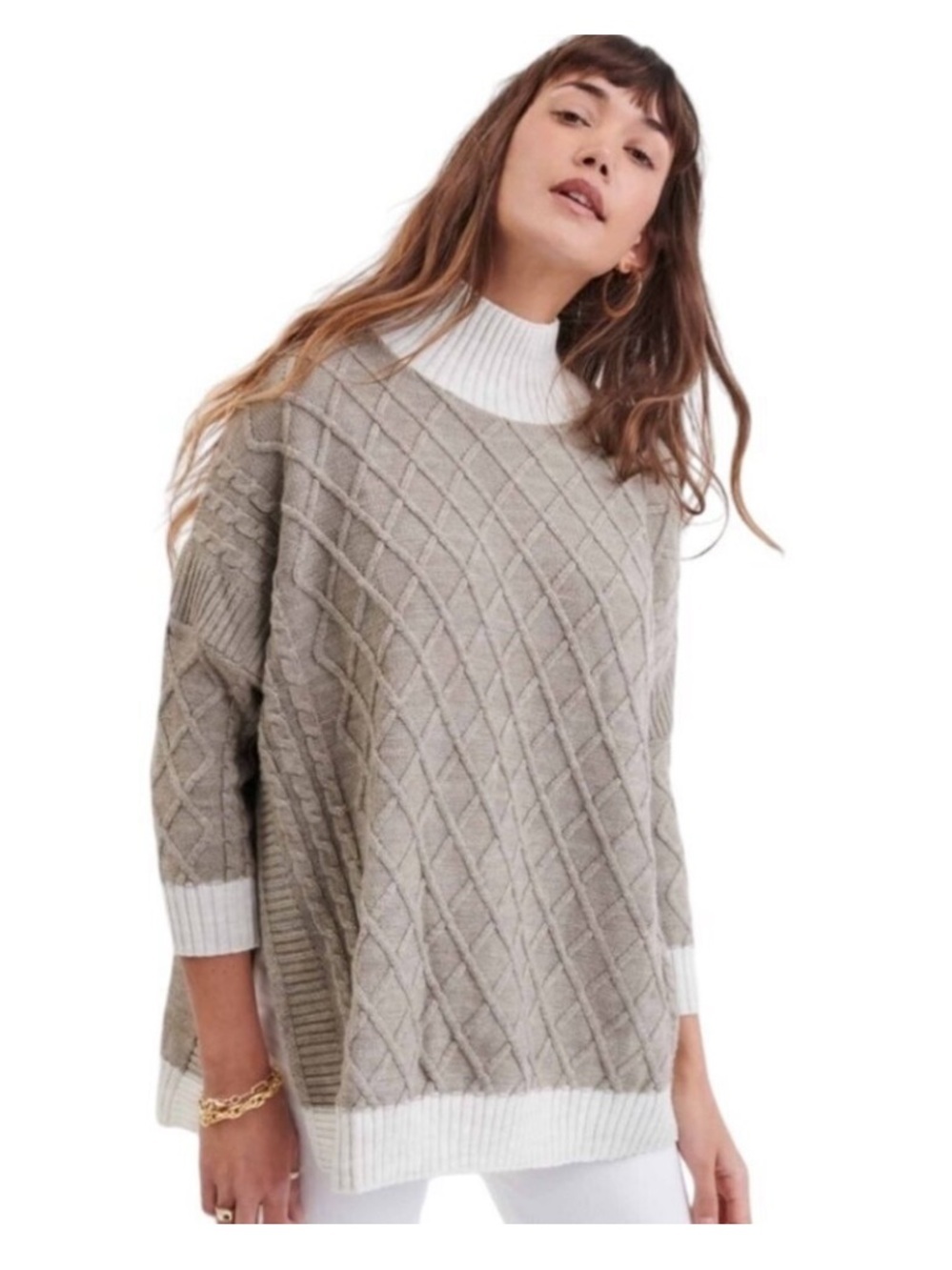Nwot Mersea The Lisbon Mockneck
Cable Knit Sweater knit summer $118 tan casual